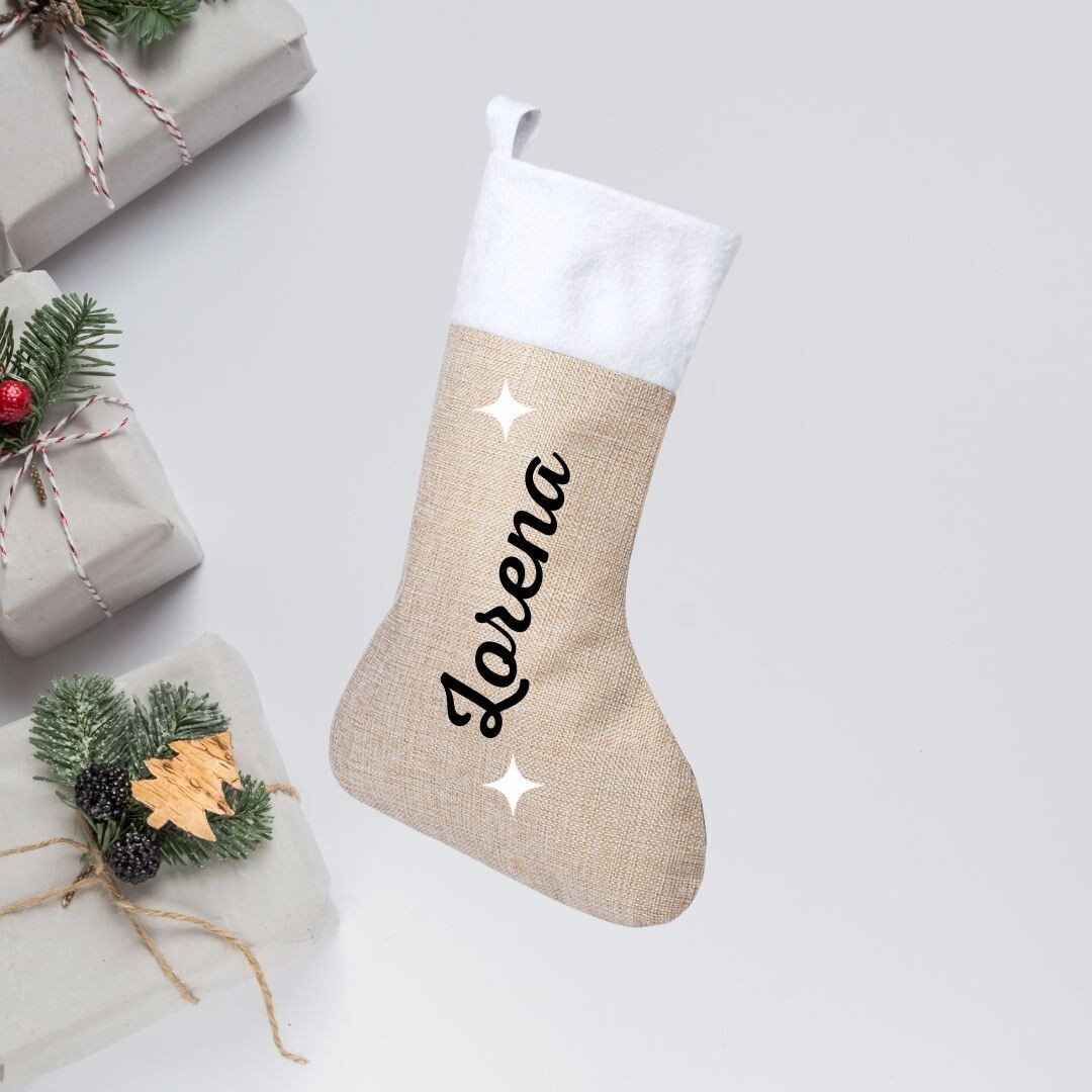 CALCETÍN NAVIDEÑO PERSONALIZADO MARRÓN