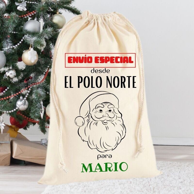 SACO DE REGALOS PAPÁ NOEL PERSONALIZADO