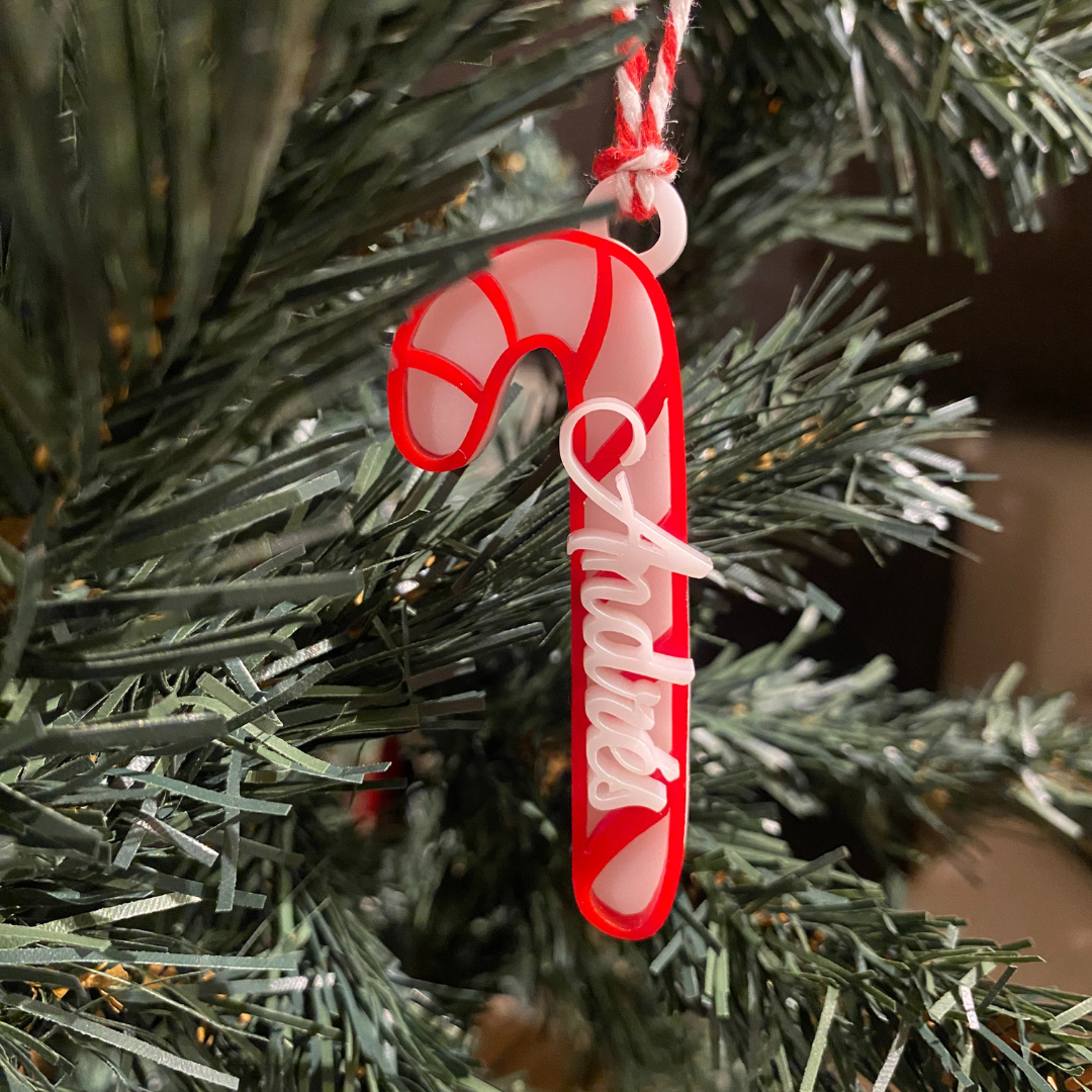 BOLA DE NAVIDAD BASTÓN CON NOMBRE