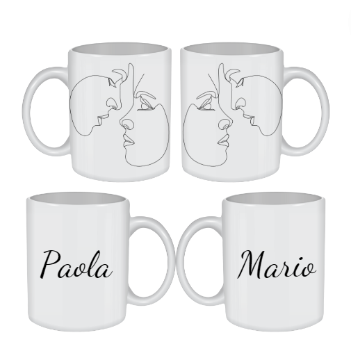 TAZA PERSONALIZADA  PAREJA SILUETA Y NOMBRE