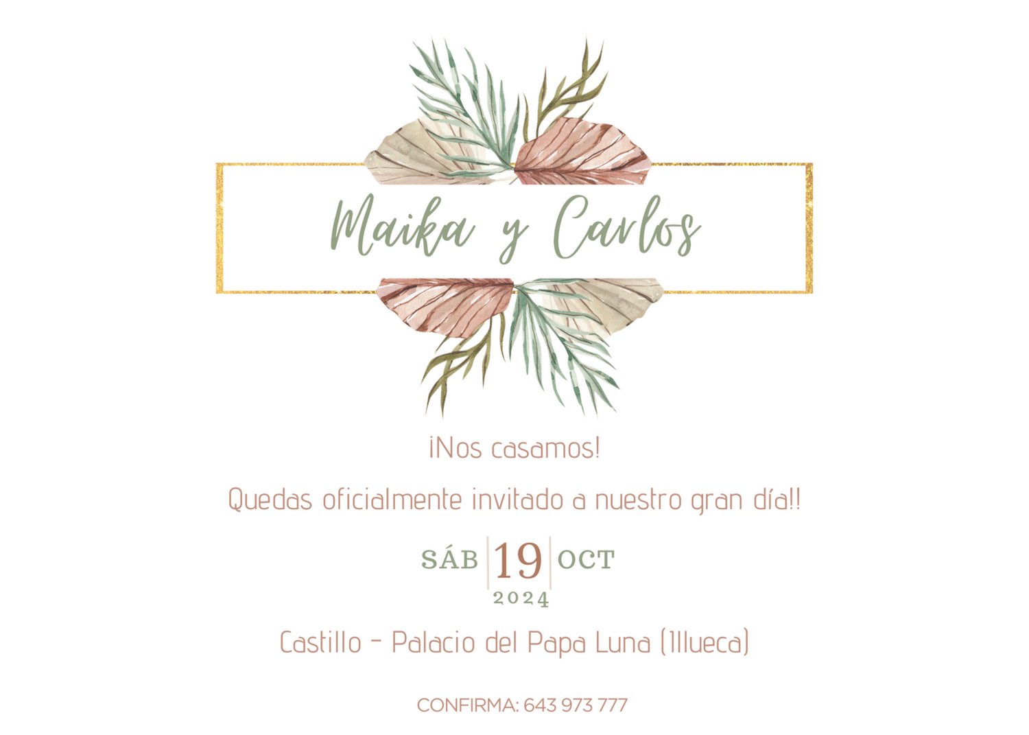 INVITACIÓN DE BODA CÁLIDA