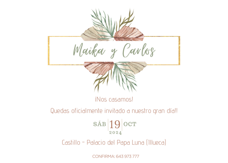 INVITACIÓN DE BODA CÁLIDA