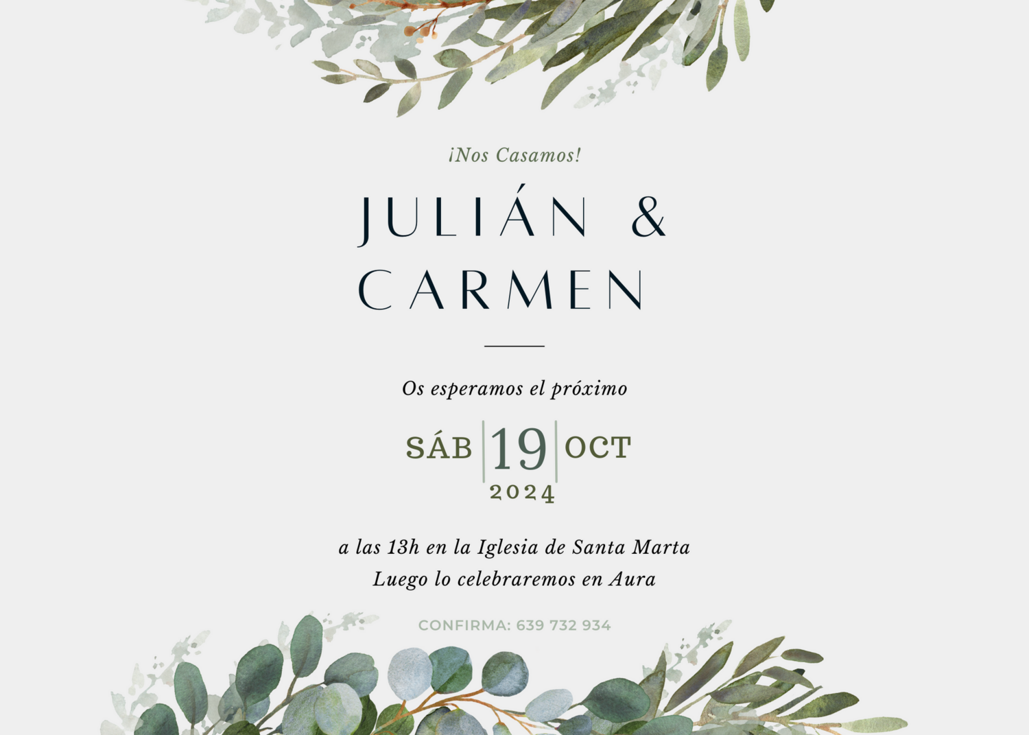 INVITACIÓN DE BODA EUCALIPTO