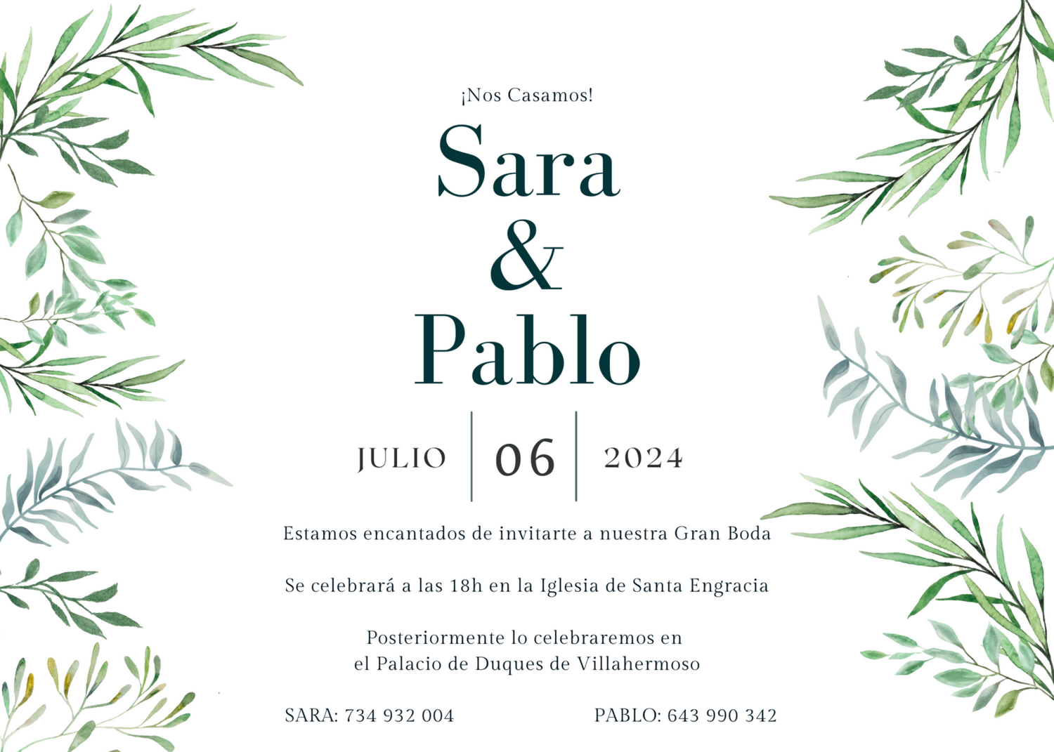 INVITACIÓN DE BODA JUNGLE