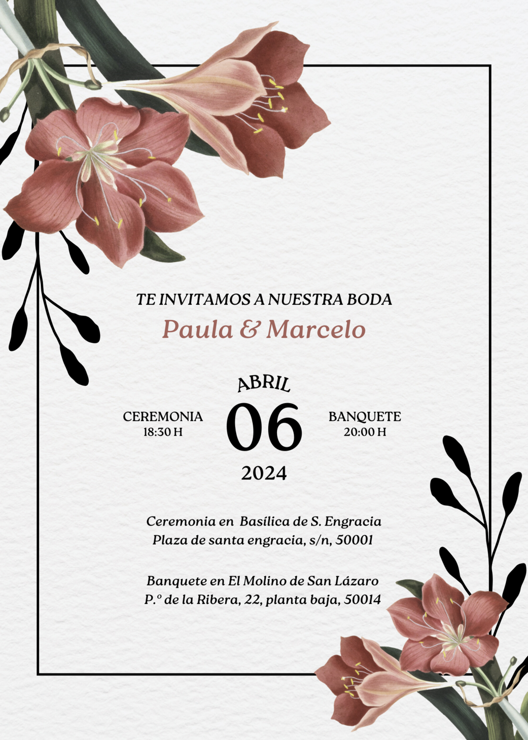 INVITACIÓN DE BODA CAMPANILLAS