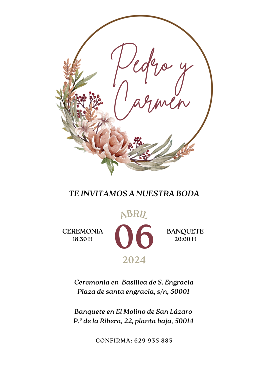 INVITACIÓN DE BODA ROSAS