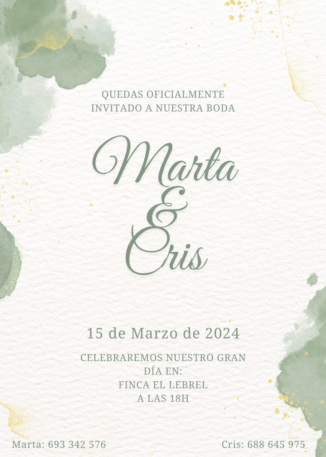 INVITACIÓN DE BODA GREENYE