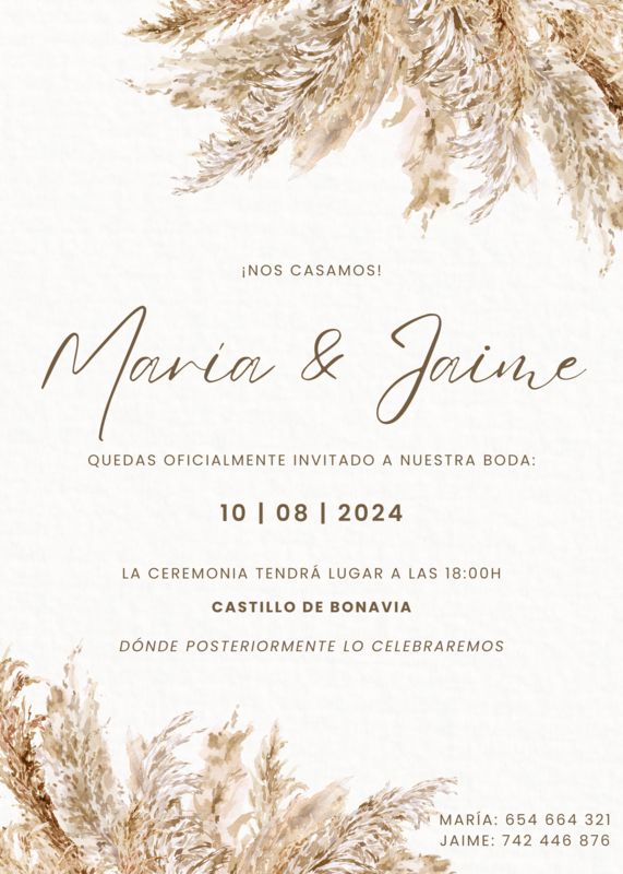 INVITACIÓN DE BODA AVENA