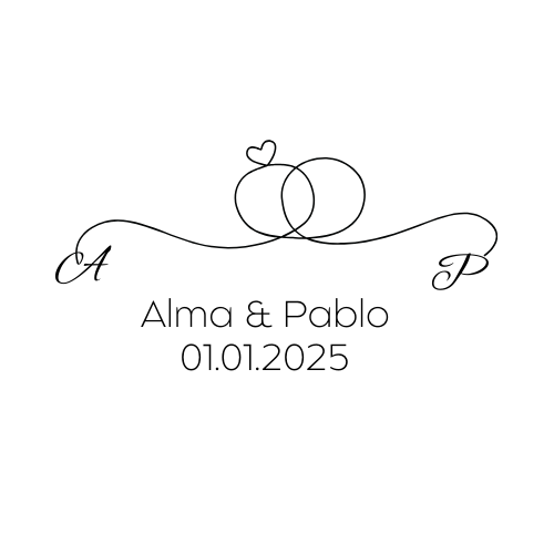 SELLO DE BODA PERSONALIZADO ANILLOS LOVE