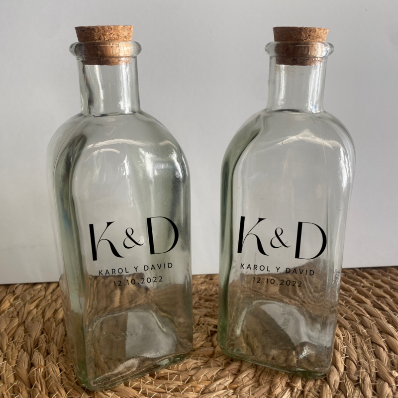 BOTELLAS DE CRISTAL RITUAL DE ARENA INICIALES