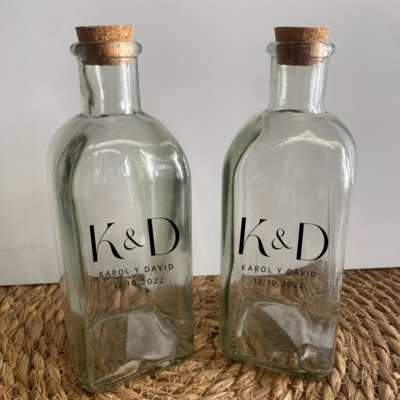 BOTELLAS DE CRISTAL RITUAL DE ARENA INICIALES