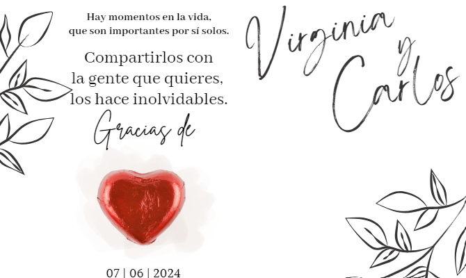 TARJETA DE AGRADECIMIENTO CON BOMBÓN.