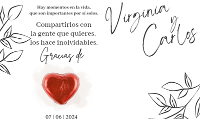 TARJETA DE AGRADECIMIENTO CON BOMBÓN.