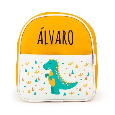 Mochila Guardería Personalizada Dinosaurio Mostaza