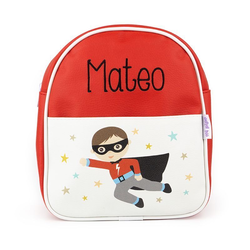 Mochila Guardería Personalizada Superhéroe Roja