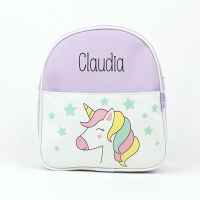 Mochila Guardería Personalizada Unicornio Lila