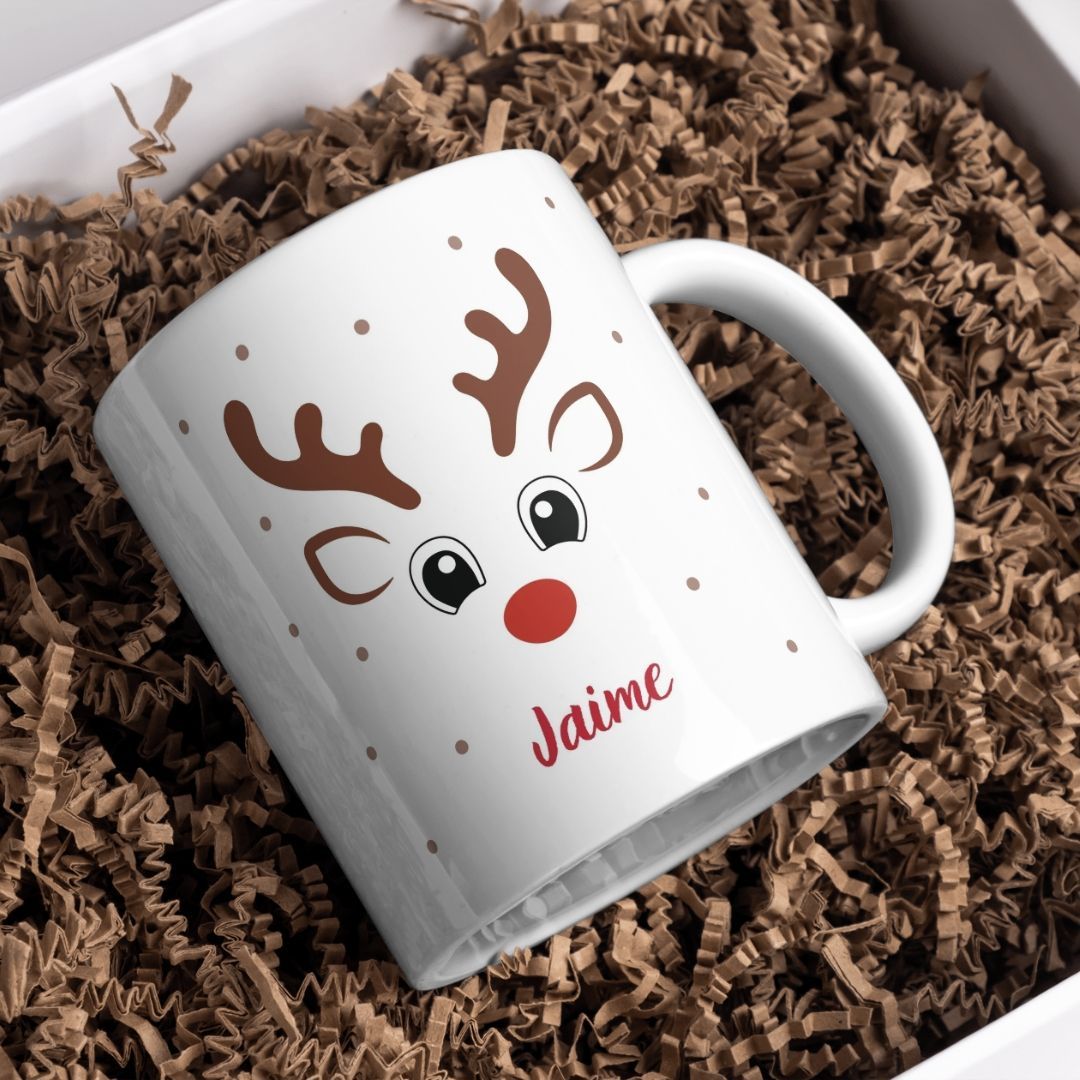 Taza de Navidad Personalizada reno NIÑO