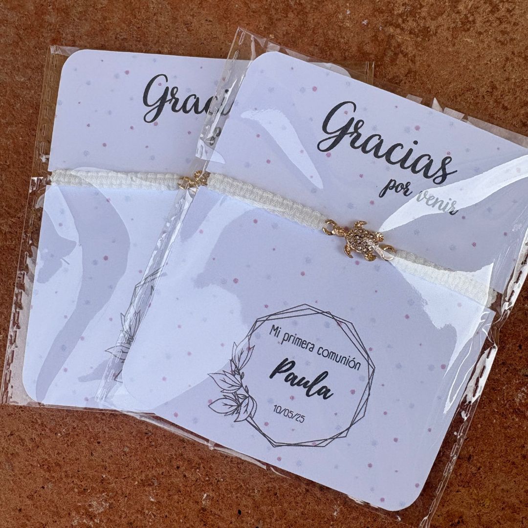 Tarjeta de agradecimiento con pulsera TORUTUGA