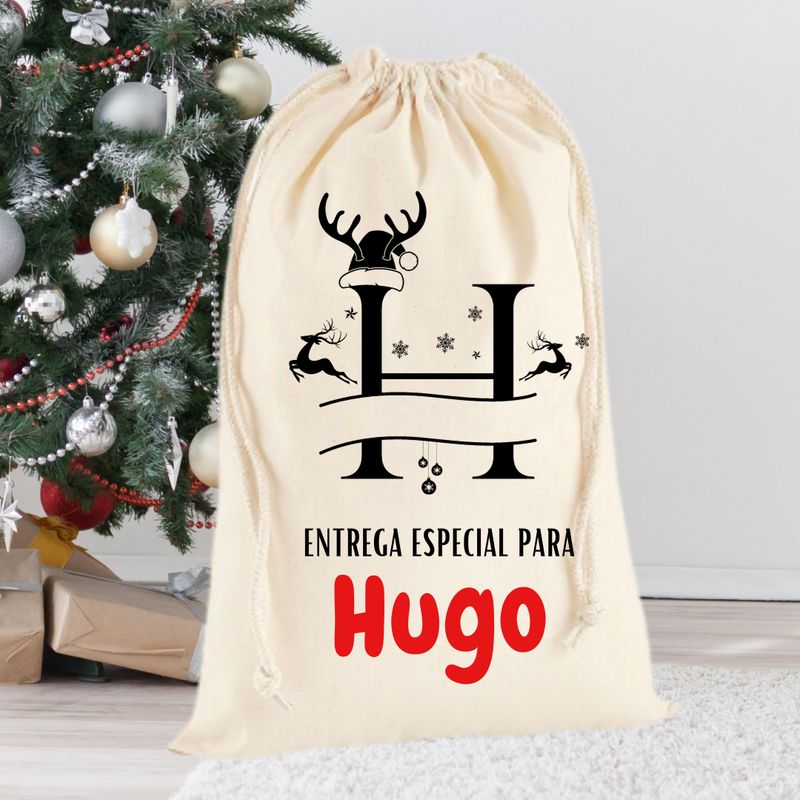 SACO DE REGALOS PAPÁ NOEL PERSONALIZADO