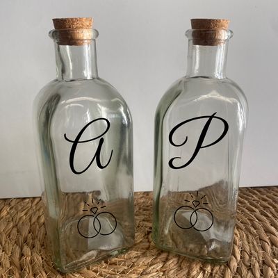 BOTELLAS DE CRISTAL RITUAL DE ARENA FELICES PARA SIEMPRE