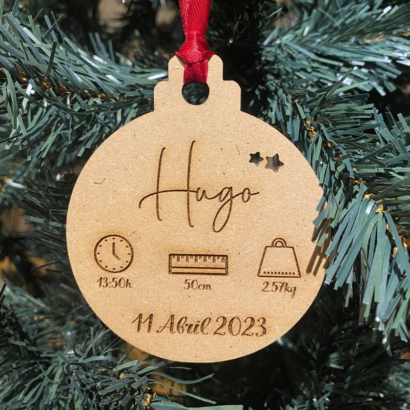 BOLA DE NAVIDAD DE MADERA NATALICIO