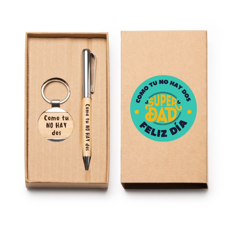 SET LLAVERO Y BOLÍGRAFO GRABADOS PARA PADRES