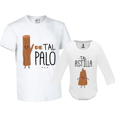 PACK CAMISETA + BODY PAPÁ E HIJO DE TAL PALO TAL ASTILLA PACK CAMISETA + BODY PAPÁ E HIJO DE TAL PALO TAL ASTILLA