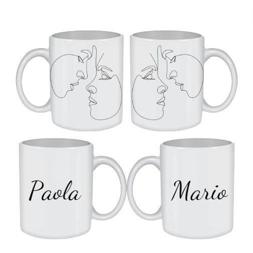 TAZA PERSONALIZADA  PAREJA SILUETA Y NOMBRE
