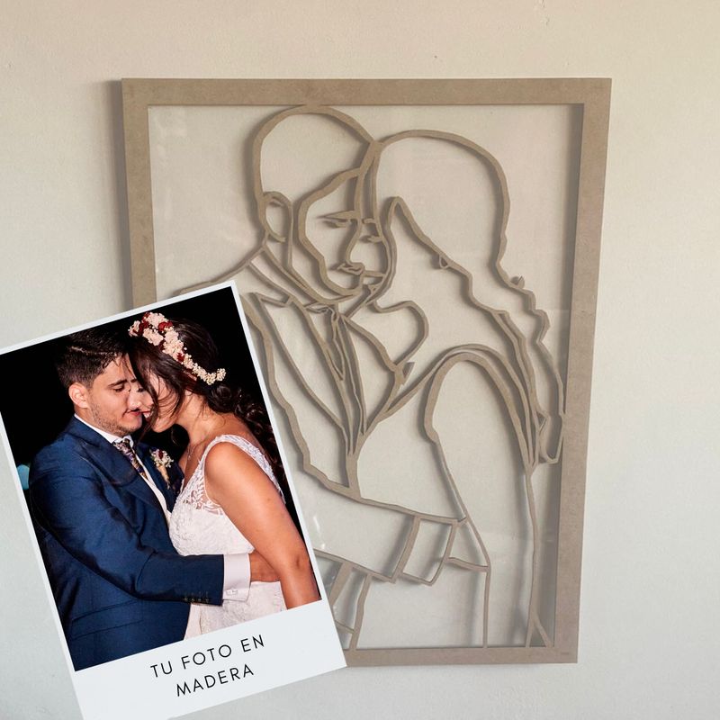 CUADRO DE MADERA SILUETA FOTO PERSONALIZADO