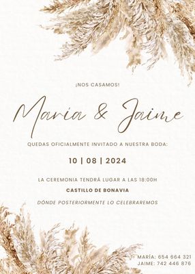 INVITACIÓN DE BODA AVENA INVITACIÓN DE BODA AVENA