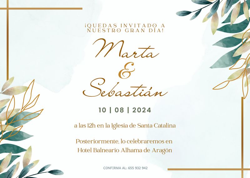 INVITACIÓN DE BODA DORADA