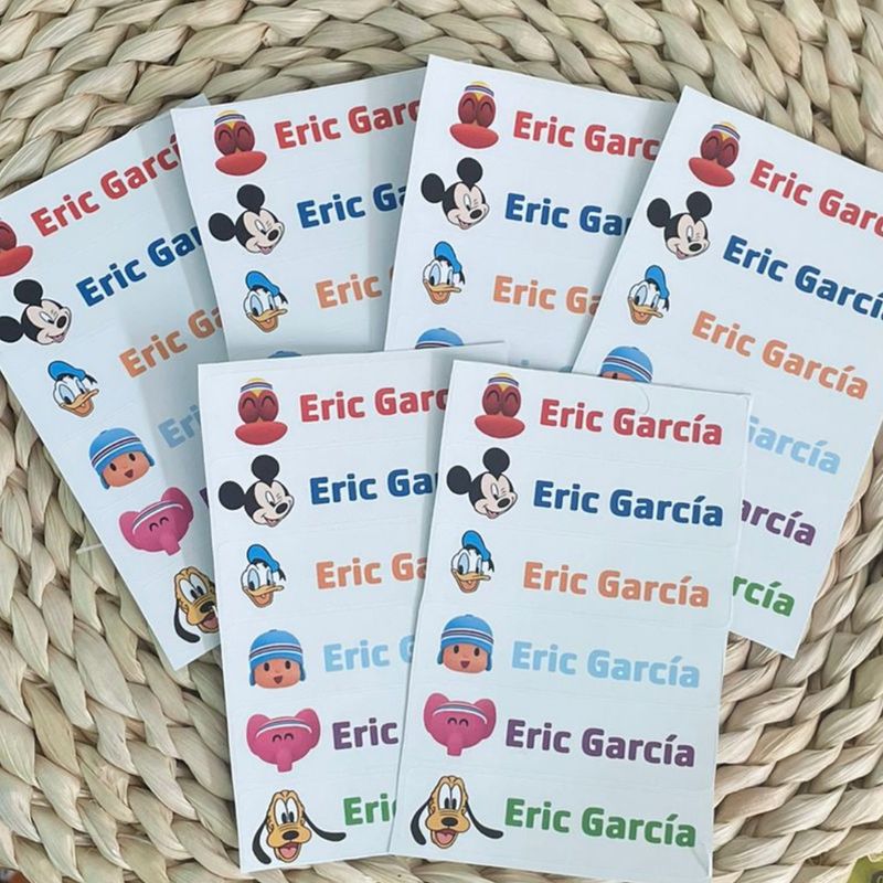 STICKERS PARA TEXTIL CON NOMBRE Y DIBUJOS