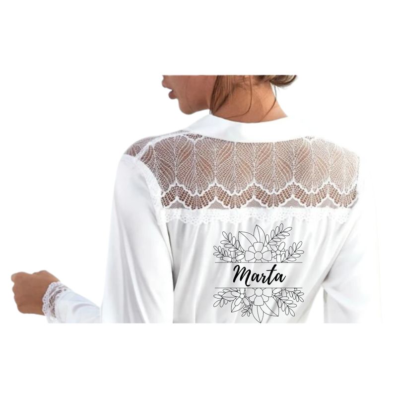 BATA DE NOVIA CON NOMBRE FLORAL PUNTILLA