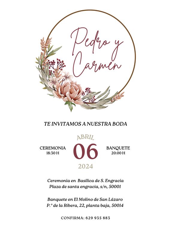 INVITACIÓN DE BODA ROSAS