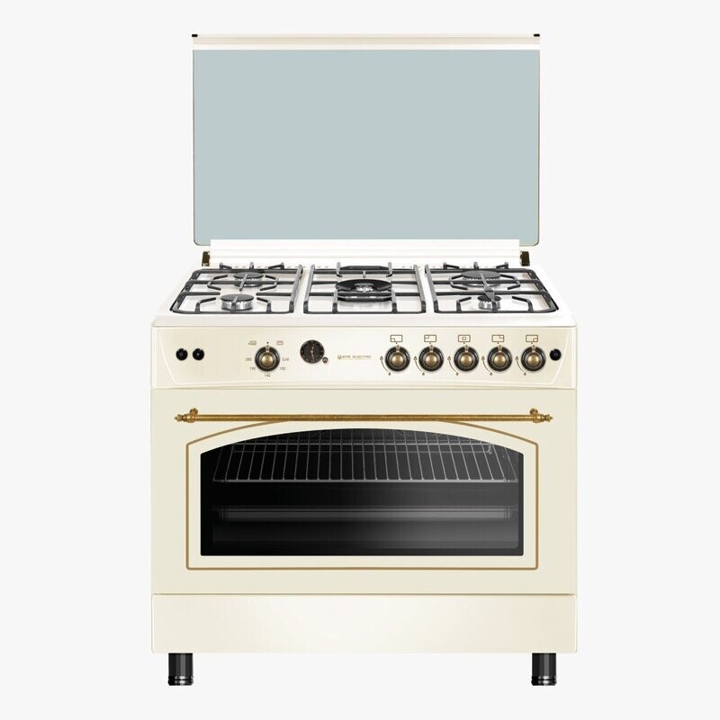 Cocina de Gas estilo rústico 90 cm Crema