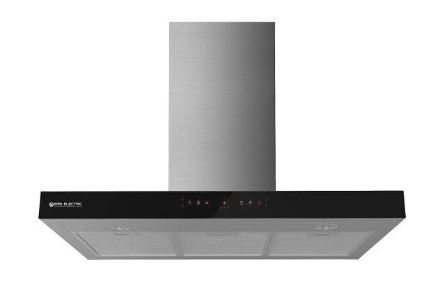 CAMPANA DECORATIVA EAS ELECTRIC 90CM TIPO T 800m3/h CRISTAL NEGRO/INOX TOUCHLESS