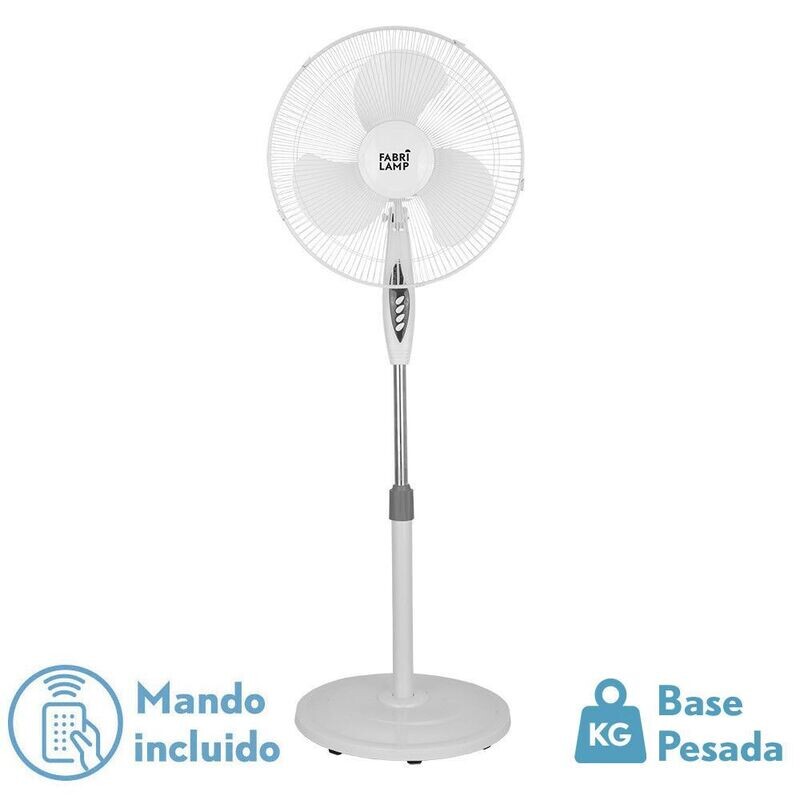 VENTILADOR DE PIE BISE BLANC 3 VEL 45W REGX43X40CM OSCILANTE 3 ASPAS BLANCAS C/REMOTO Y TEMPORIZADOR