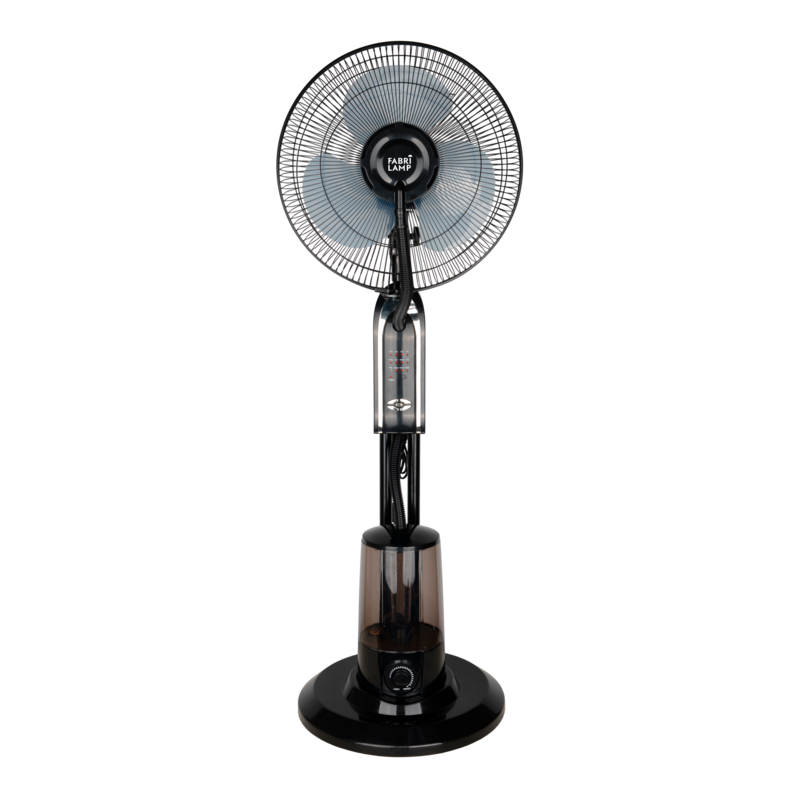 VENTILADOR DE PIE TROMBA NEGRO 3 VEL 80W NEBULIZADOR TANQUE DE AGUA 3L C/REMOTO Y TEMPORIZADOR 130X43X40 CM