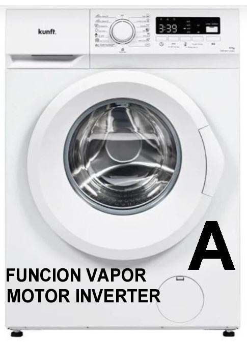LAVADORA KUNFT 10KG CLASE A (INV-VAPOR-1400)