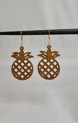 Natural Wood Pineapple Earrings