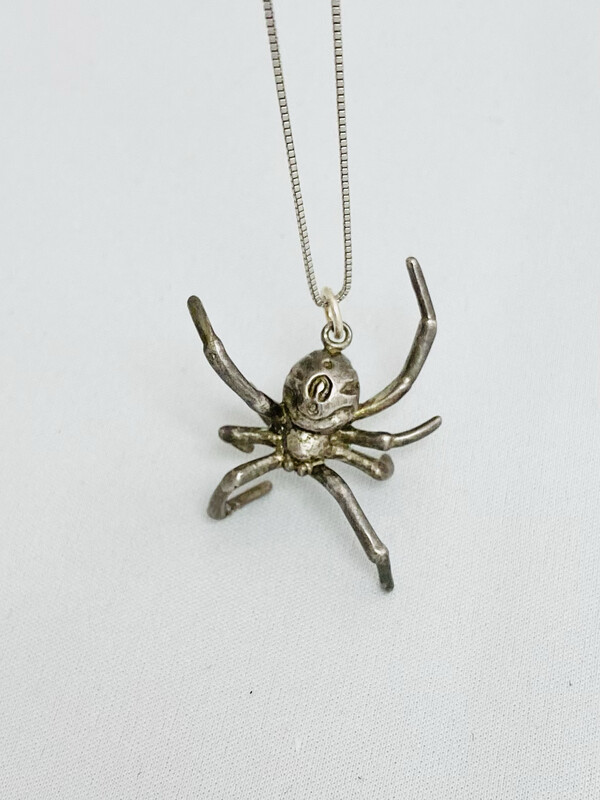 Black Widow Spider Antiqued Silver Necklace