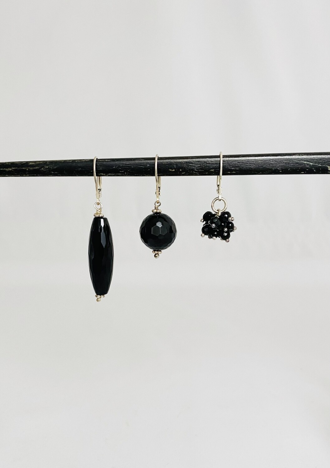 Trinity Earrings: Natural Onyx