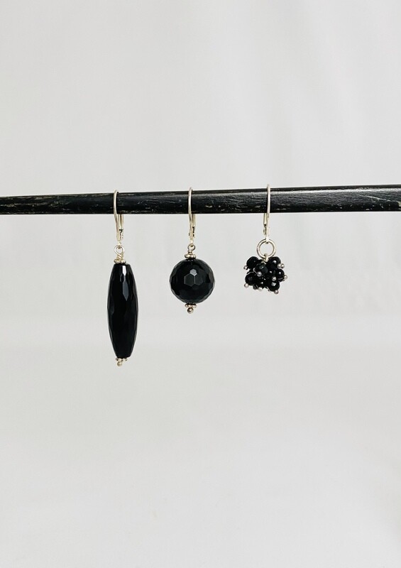 Trinity Earrings: Natural Onyx
