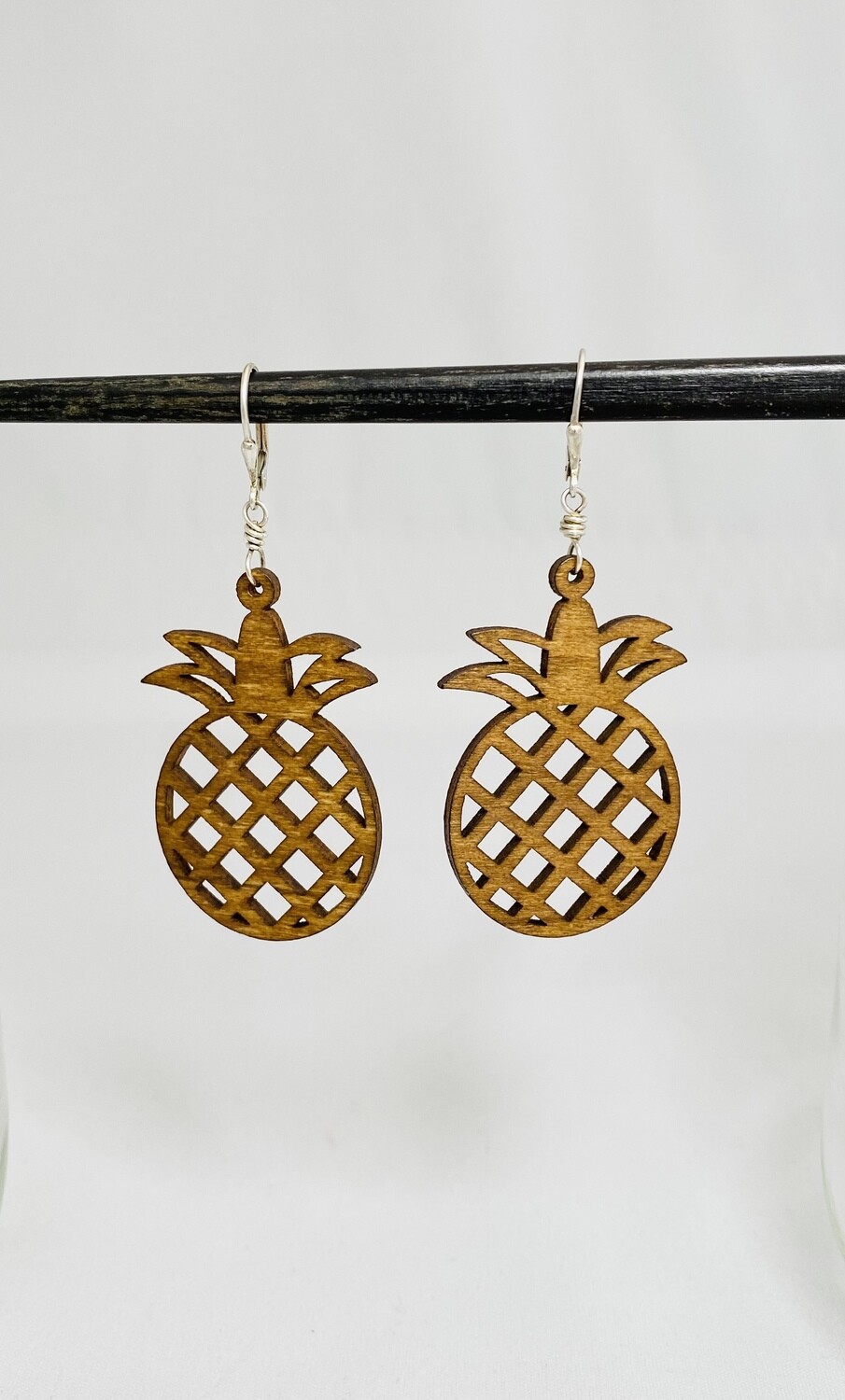 Natural Wood Pineapple Earrings