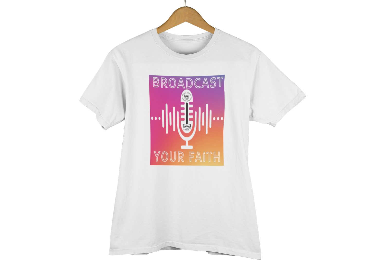 Broadcast Your Faith Unisex T Shirt Gradation, Color: White