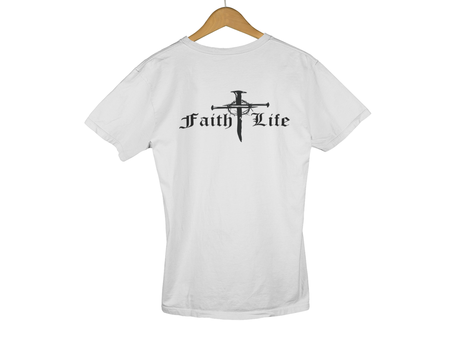 Faith Life Crown On Cross  Unisex T-Shirt, Color: White