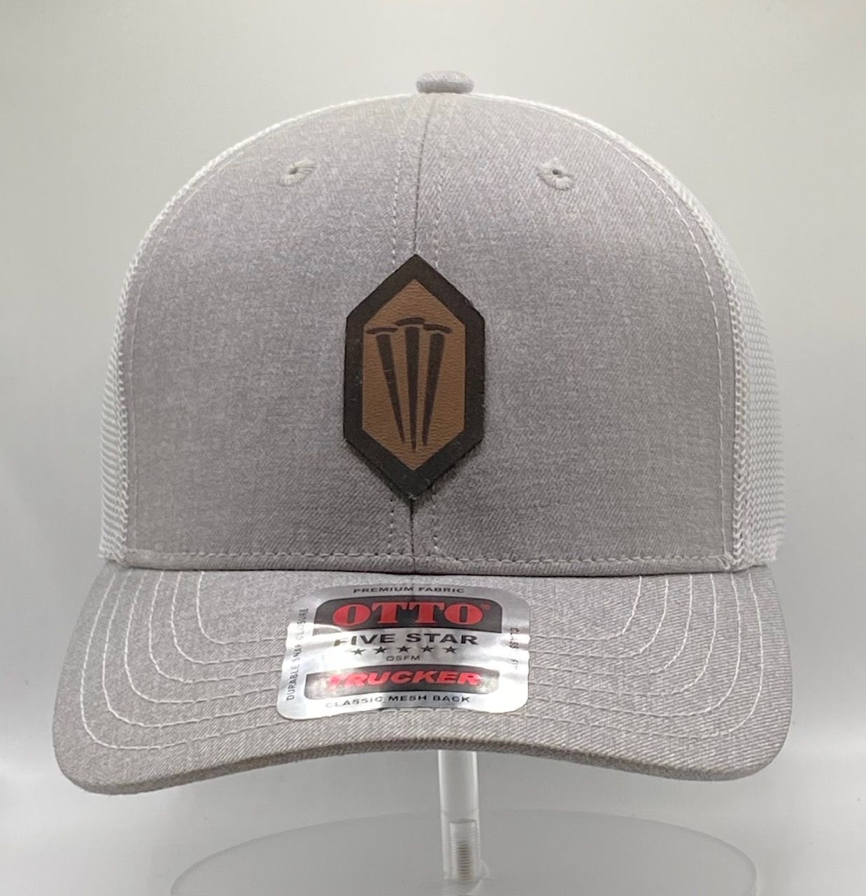 Leather- Three Nails Hex Shied Vintage Leather Patch Hat