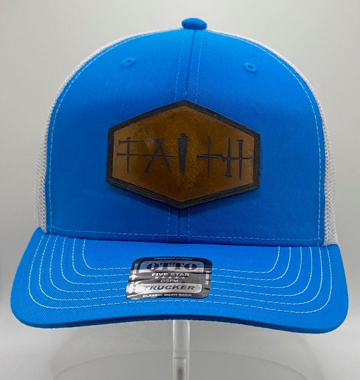 Leather-Faith Three Nails Vintage Leather Patch Hat