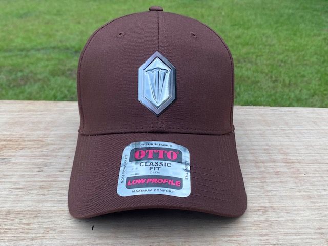 Three Nails Hex Shield Flex Style Patch Hat (Gray on Gray Gradiant), Color: Brown