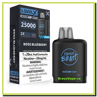 LEVEL X BOOST POD 20ML- Boss Blueberry Iced (Ontario Stamped)